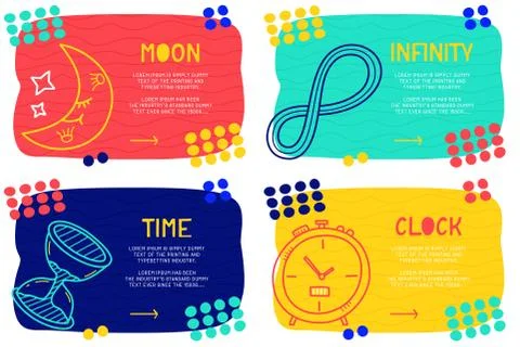 Set Abstract landing page pattern with different element, text block and dood Illustrazione stock