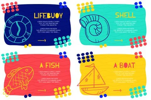 Set Abstract landing page pattern with different element, text block and dood Stock Illustration