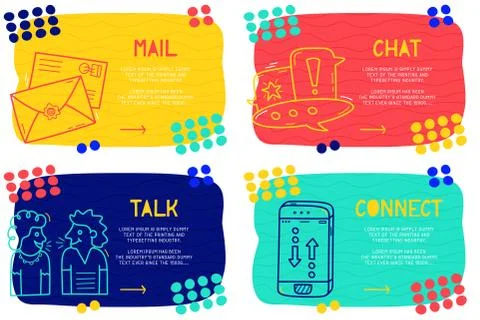 Set Abstract landing page pattern with different element, text block and dood Stock Illustration