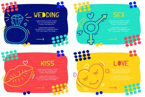 Set Abstract landing page pattern with different element, text block and dood Illustrazione stock