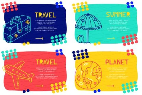 Set Abstract landing page pattern with different element, text block and dood Stock Illustration