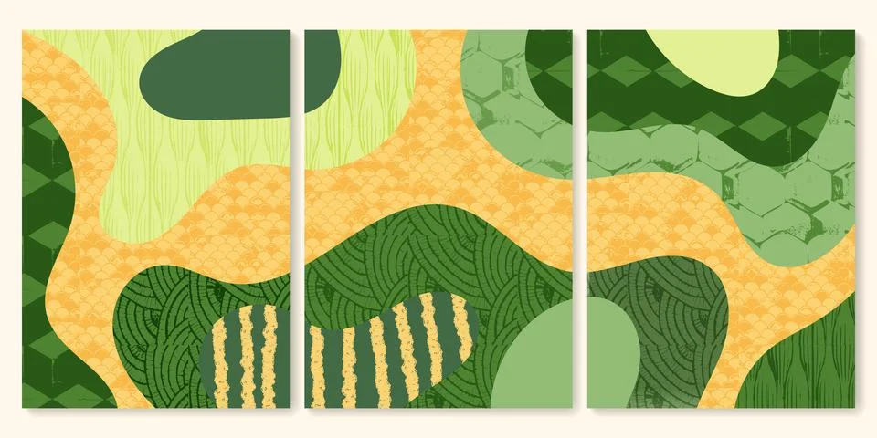 Set of abstract landscape vector background illustration. Countryside with Stock Illustration