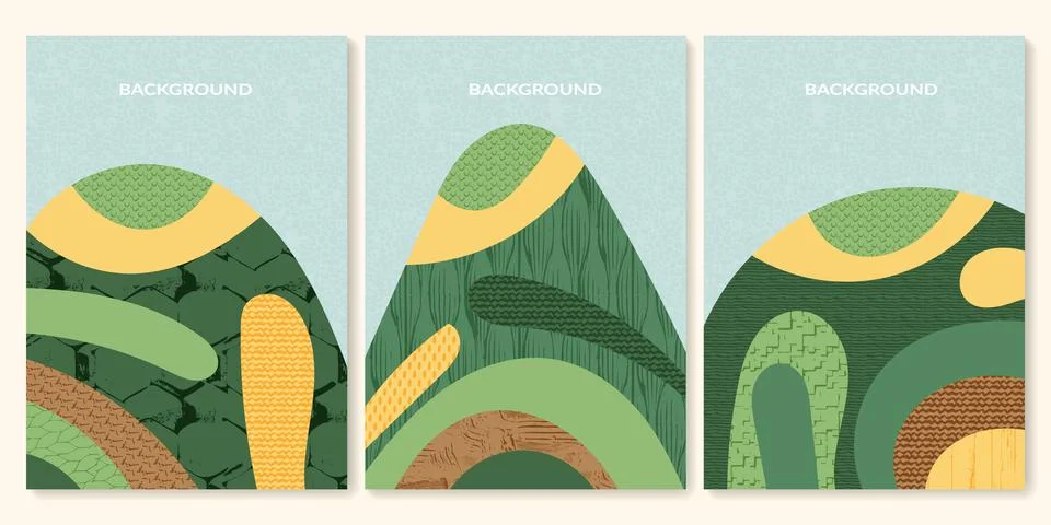 Set of abstract landscape vector background illustration. Countryside with Stock Illustration