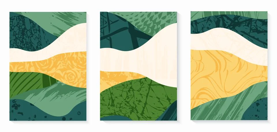 Set of abstract landscape vector background illustration. Countryside with Stock Illustration