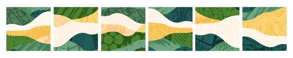 Set of abstract landscape vector social media background illustration Stock Illustration