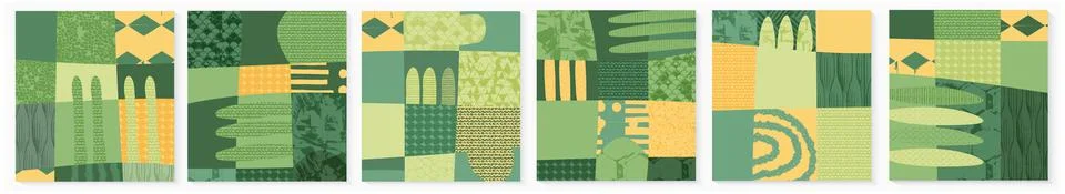 Set of abstract landscape vector social media background illustration Stock Illustration