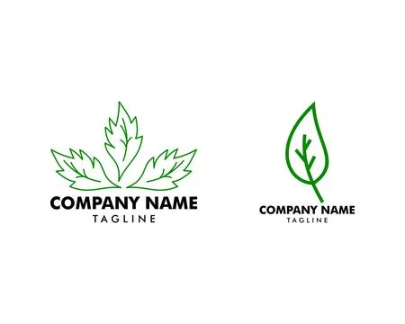 Set of Abstract Leaf Logo design vector template linear style Stock Illustration