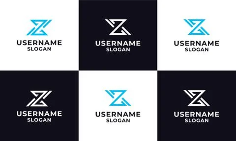 Set of abstract letter z initial logo design template Stock Illustration