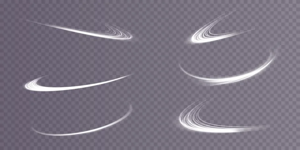 Set of Abstract light lines of movement and speed with white color sparkles Stock Illustration