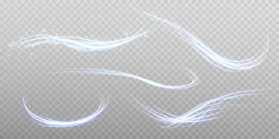 Set of abstract light lines of movement and speed. light blue ellipse. Brilliant Stock Illustration