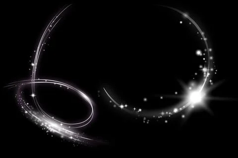 Set of Abstract light lines of movement and speed with white color sparkles.. Stock Illustration