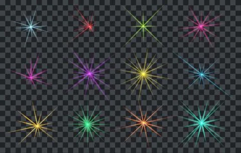 Set of Abstract Lighting Shining Flares or Stars Stock Illustration