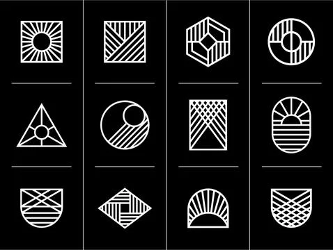 Set of abstract line logo design template. Minimalist modern line abstract logo. Stock Illustration