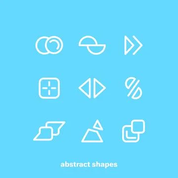 Set of abstract linear forms on a blue background, isometric image Stock Illustration