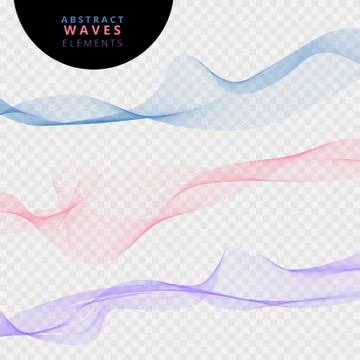 Set of abstract lines waves on transparent background. Stock Illustration