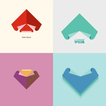 Set Abstract logo sheet of paper. Technical drawing and blueprints. vector lo Stockillustratie