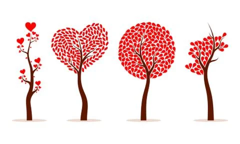 Set of abstract love tree. Vector illustration Stock Illustration