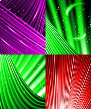 Set of Abstract luminous rays background. Vector Illustrazione stock