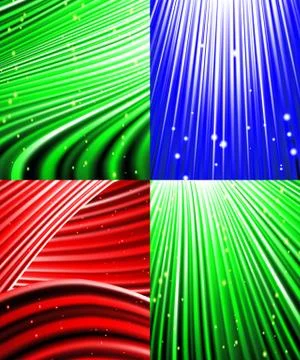 Set of Abstract luminous rays background. Vector Stock Illustration
