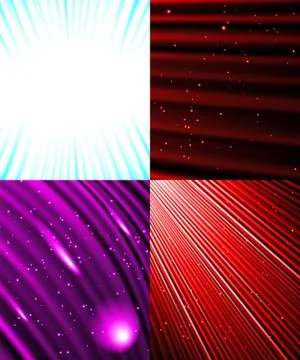 Set of Abstract luminous rays background. Vector Illustrazione stock