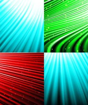 Set of Abstract luminous rays background. Vector Stock Illustration