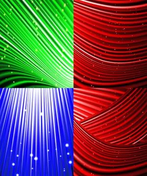 Set of Abstract luminous rays background. Vector Stock Illustration