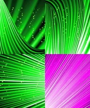 Set of Abstract luminous rays background. Stock Illustration