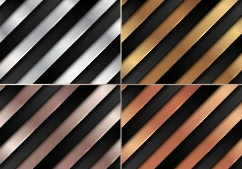 Set of abstract luxury black and silver, golden, pink gold, copper gradient c Ilustración de archivo