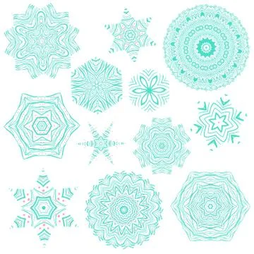 Set of abstract mandala tattoos Stock Illustration