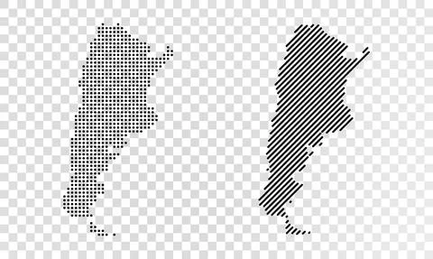 Set of abstract maps of Argentina. Dot and line map of Argentina. Vector dotted Illustrazione stock