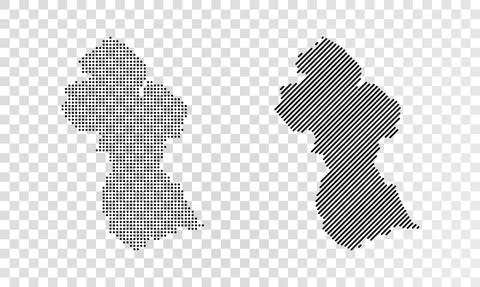 Set of abstract maps of Guyana. Dot and line map of Guyana Vector dotted map of Illustrazione stock