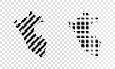Set of abstract maps of Peru. Dot and line map of Peru. Vector dotted map of 스톡 일러스트