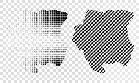 Set of abstract maps of Suriname. Dot and line map of Suriname. Vector dotted 스톡 일러스트