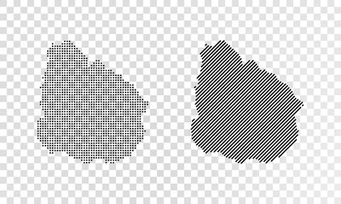 Set of abstract maps of Uruguay. Dot and line map of Uruguay. Vector dotted map Stock Illustration