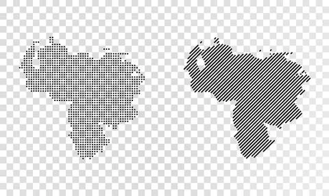 Set of abstract maps of Venezuela. Dot and line map of Venezuela. Vector dotted Illustrazione stock