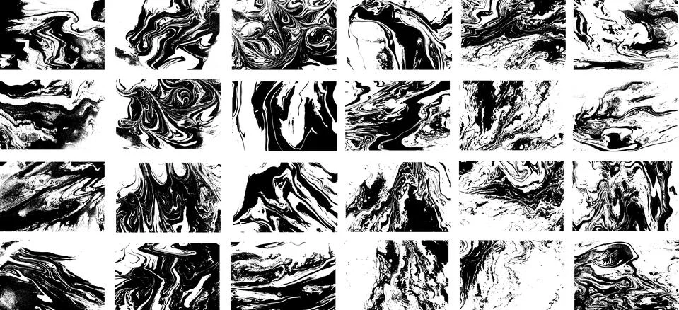 Set of abstract marble background. Black and white grunge texture collection Stock Illustration