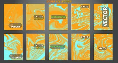 Set abstract marble modern designe. Splash acrylic colored bright liquid. Pai Stock Illustration
