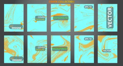Set abstract marble modern designe.Splash acrylic colored bright liquid.Paint Stock Illustration