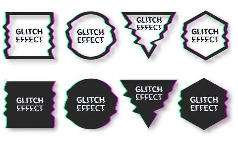 Set of abstract minimal template design in geometric glitch style. Trendy a.. Stock Illustration