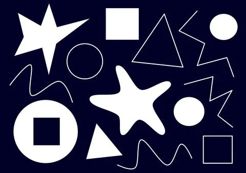 Set of abstract minimalistic geometric elements. Black and white simple various Stock Illustration