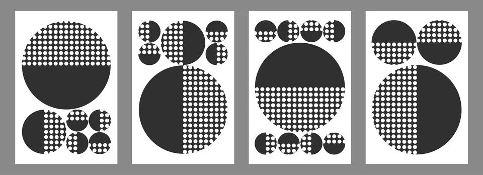 Set of abstract modern backgrounds with harmonious geometric round shapes. Tr Stock Illustration