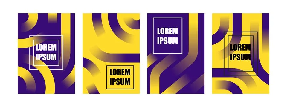 Set abstract modern different gradient geometric shape line background Stock Illustration