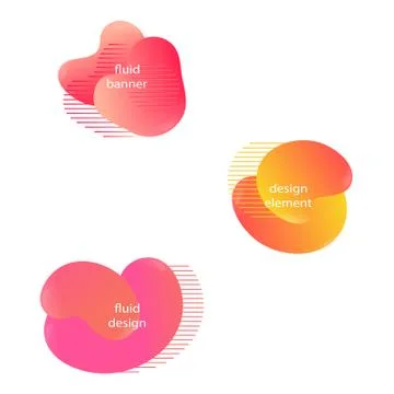 Set of abstract modern fluid banners. Gradient abstract geometric shapes with Stock Illustration