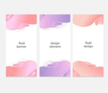 Set of abstract modern fluid banners. Gradient abstract geometric shapes with Stock Illustration