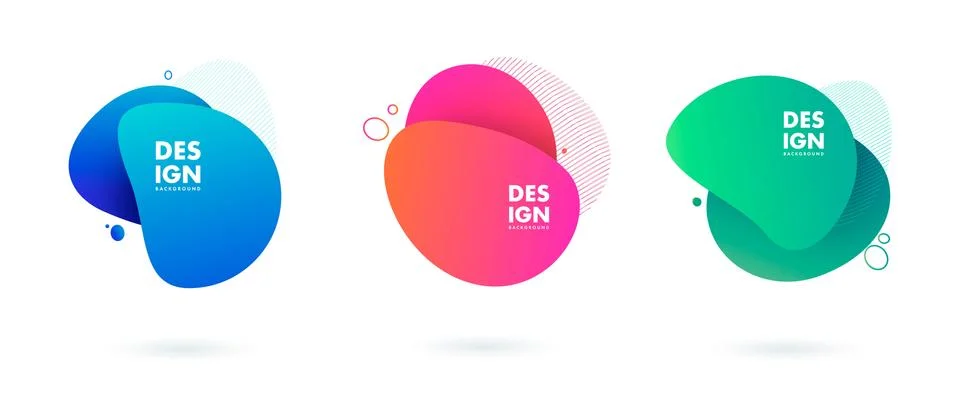 Set of abstract modern graphic elements. Dynamical colored forms and line Stock Illustration