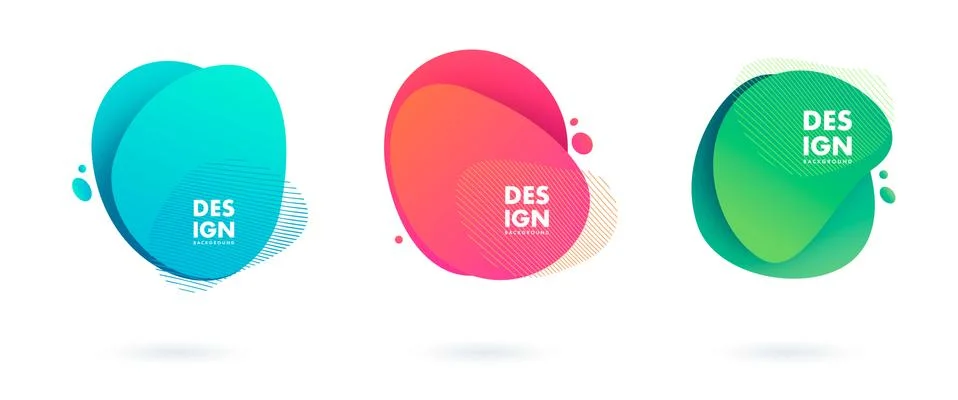 Set of abstract modern graphic elements. Dynamical colored forms and line Stock Illustration