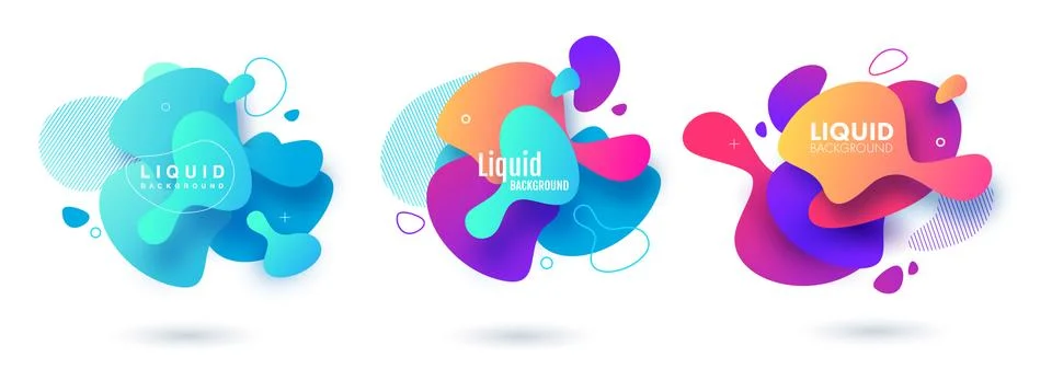 Set of abstract modern graphic elements. Dynamical colored forms and line. Flow Stock Illustration