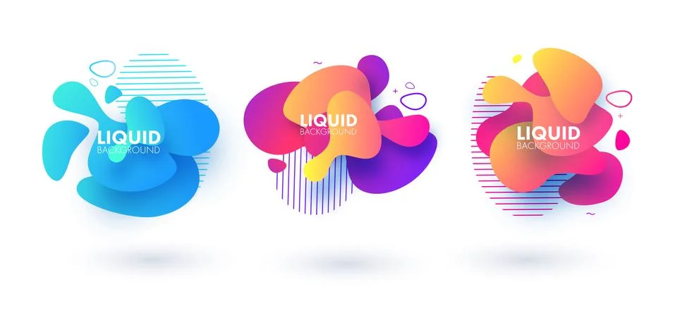 Set of abstract modern graphic elements. Dynamical colored forms and line. Flow Stock Illustration