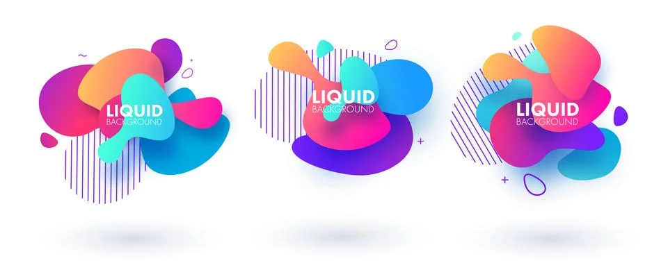 Set of abstract modern graphic elements. Dynamical colored forms and line. Flow Stock Illustration