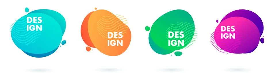 Set of abstract modern graphic elements. Dynamical colored forms and line Stock Illustration